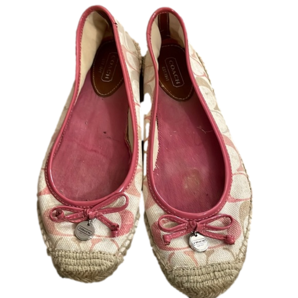 COACH Royce espadrilles ballet flats. Signature C’s. Pink and tan Women’s 6.5 - Picture 2 of 6